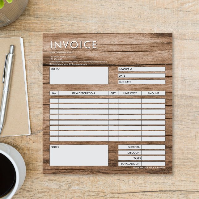 Bloc-note Modern Minimalist Small Invoice Form Business Logo (professional Minimalist Small Invoice Form Business Logo Notepad)