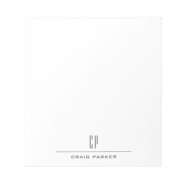 Bloc-note Modern Monogram Name Professional Plain Minimalist (Devant)