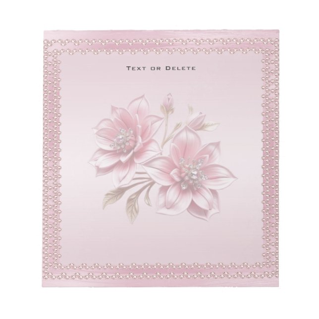 Bloc-note Modern Pink Flowers Notepad (Devant)