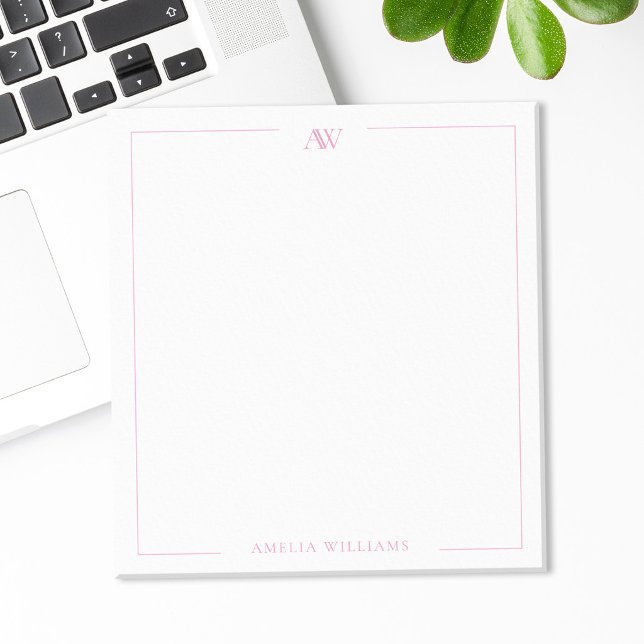 Bloc-note Modern Pink Minimalist Elegant Monogram (Créateur téléchargé)