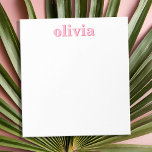 Bloc-note Modern Pink Red Personalized Name<br><div class="desc">Create your own personalized notepad with custom initial name in pink red color and modern minimal typography.</div>