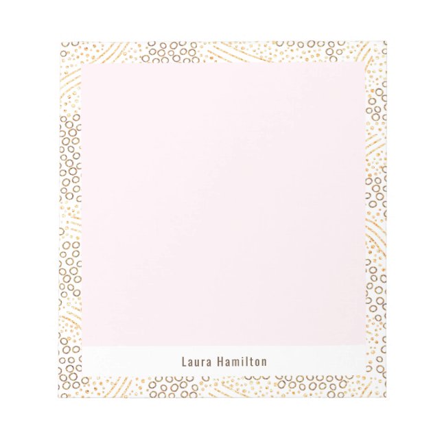 Bloc-note Moderne Chic Doré Paillettes Cadre Confettis Rose  (Devant)