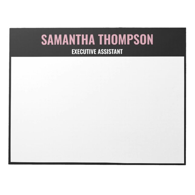 Bloc-note Moderne Chic Rose, Blanc & Noir (Devant)