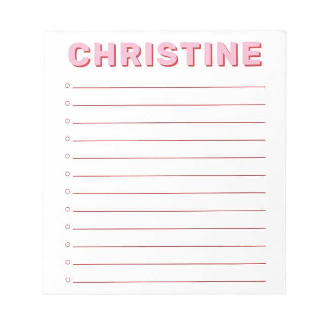 Bloc-note Moderne classique mignon Pink Typographic Enseigna (Devant)