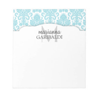 Bloc-note Moderne Damask Aqua Personnalisé