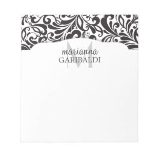 Bloc-note Moderne Damask Black Personnalisé