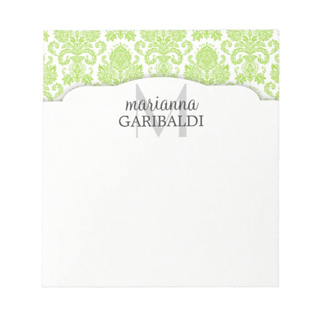 Bloc-note Moderne Damask Green Personnalisé (Devant)