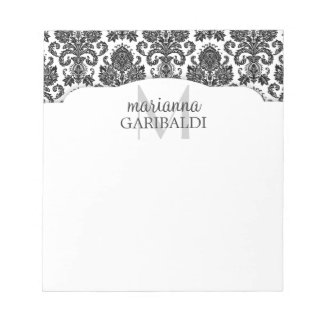 Bloc-note Moderne Damask noir et blanc Personnalisé