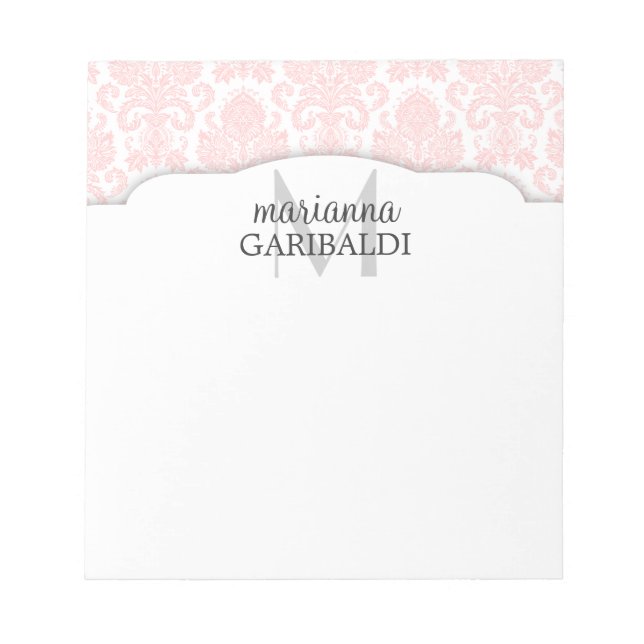 Bloc-note Moderne Damask Pink Personnalisé (Devant)