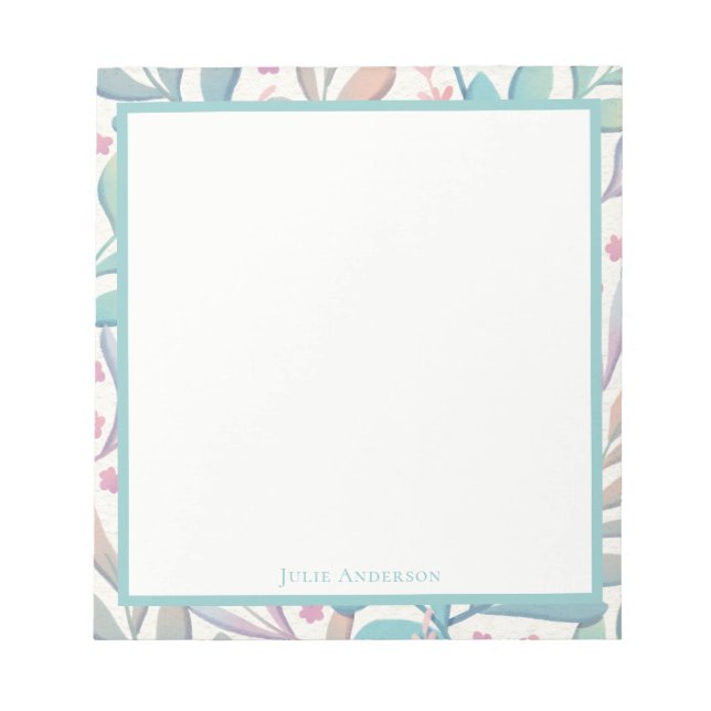 Bloc-note Moderne élégant élégant Pastel Floral (Devant)