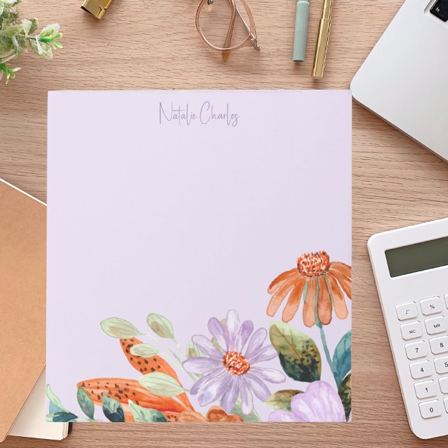 Bloc-note Moderne élégant Joli Fleur sauvage Floral (Créateur téléchargé)