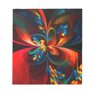 Bloc-note Moderne Floral Abstrait Art Orange Bleu Motif #14