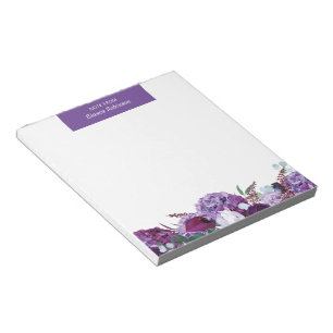 Bloc-note Moderne Floral Purple Botanique Personnalisé