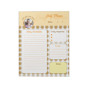 Bloc-note Moderne Mandala Floral Orange Rose 3D Quotidien À
