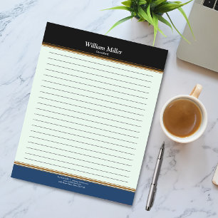 Bloc-note Moderne minimaliste Bleu Noir rayures Liner