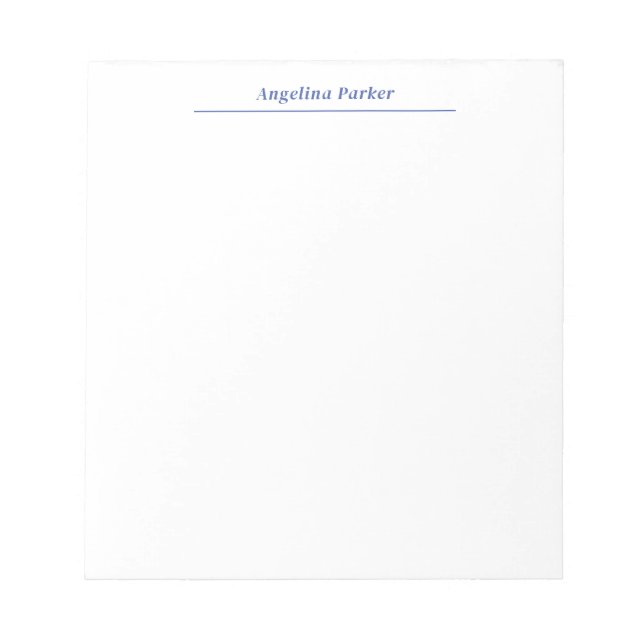 Bloc-note Moderne minimaliste Plaque Bleu Simple Blanc (Devant)