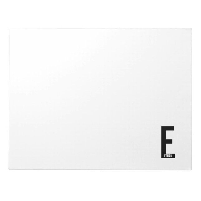 Bloc-note Moderne Monogramme Personnalisé Gras et Nom (Devant)