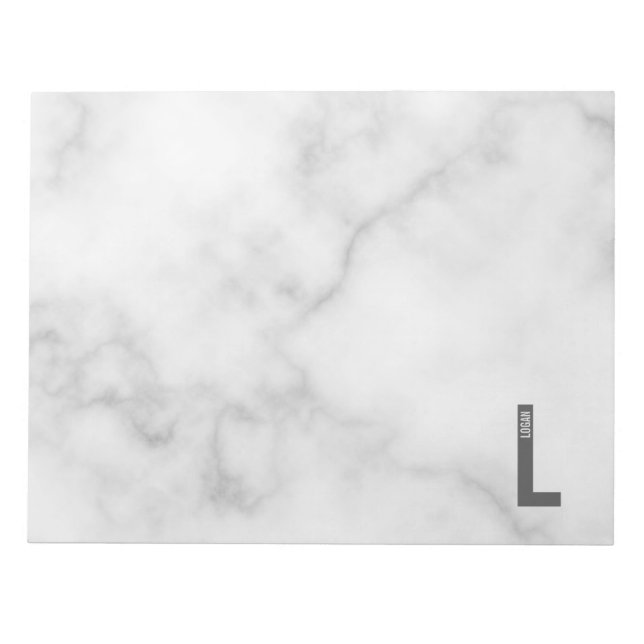 Bloc-note Moderne Monogramme Personnalisé Gras et Nom (Devant)