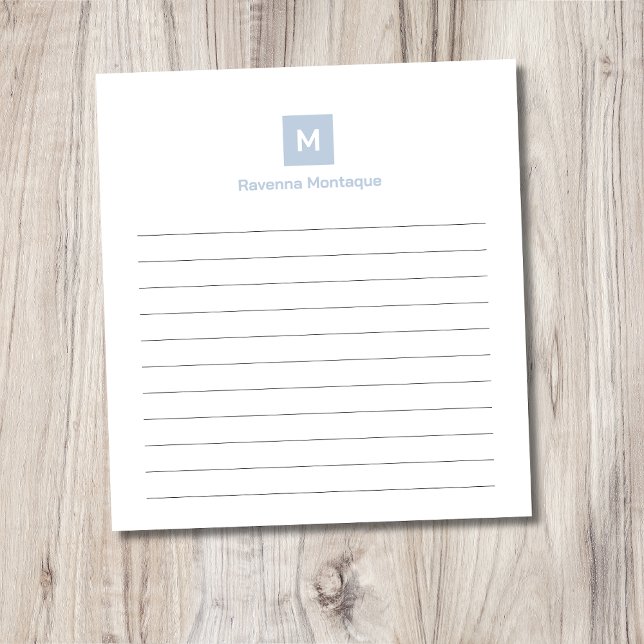 Bloc-note  Moderne Monogramme Tendance Bleu Poussiéreux À Li (Créateur téléchargé)