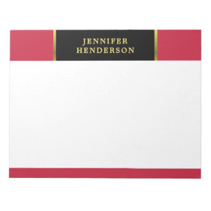 Bloc-note Moderne or noir et rouge cardinal professionnel