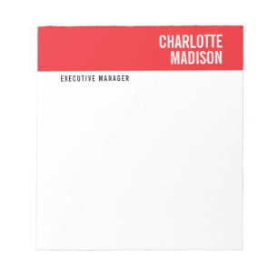 Bloc-note Moderne Rouge Noir Blanc Tendance Minimaliste Simp