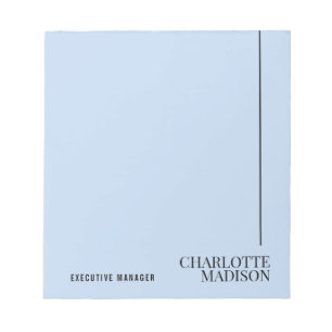 Bloc-note Moderne Simple Bleu Clair Minimaliste Nom Personne