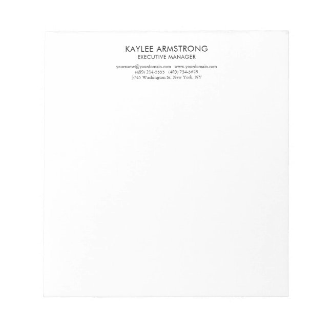 Bloc-note Moderne Simple Élégant Blanc Professionnel (Devant)
