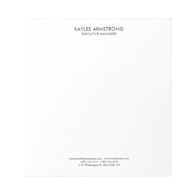 Bloc-note Moderne Simple Élégant Blanc Professionnel (Devant)
