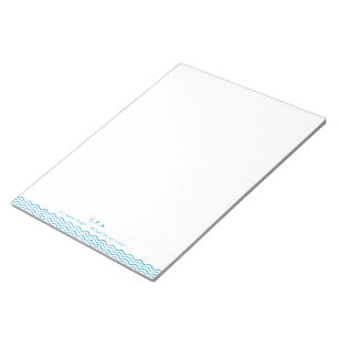 Bloc-note Moderne simple formel bleu 3 monogramme bordure on