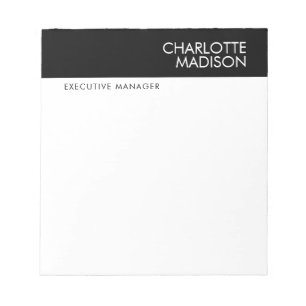 Bloc-note Moderne Simple Noir Blanc Tendance Minimaliste Uni