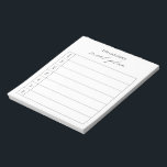 Bloc-note Moderne Simple Noir et Blanc Élégant Planificateur<br><div class="desc">Le bloc-notes moderne pour la planification des repas en noir et blanc présente un agencement simple avec "plan de repas" dans une calligraphie élégante et chic avec votre nom et un modèle pour que vous écriviez dans votre menu hebdomadaire.</div>