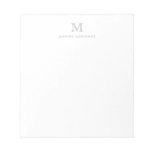 Bloc-note Moderne simple Pastel Gris Monogramme initial