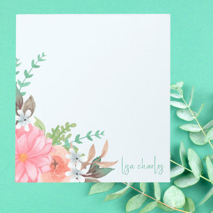 Bloc-note Moderne Tendance Élégant Aquarelle Floral Tropical