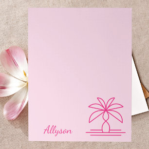 Bloc-note Moderne Tendance Élégant Rose Monogrammé Simple