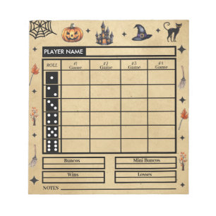 Bloc-note Moderne Vintage Halloween Thème Bunco Score Pad