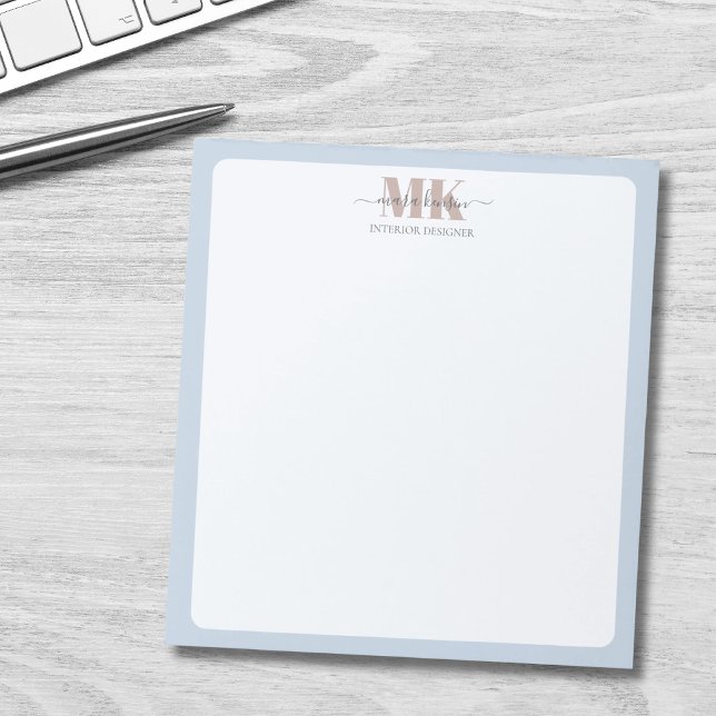 Bloc-note Modert Mocha Mousse Monogram Poussiéreux Bleu (Créateur téléchargé)