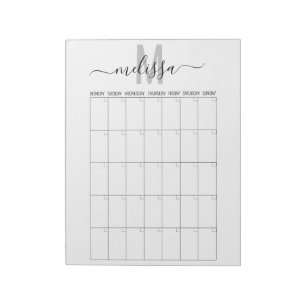 Bloc-note Mois vierge Monogramme Planification Calendrier Pl