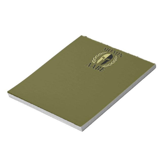 Bloc-note Molon Labe Casque spartiate Laurels Vert olive (Tourné)