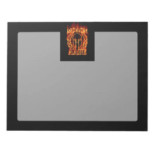 Bloc-note Molon Labe Laurels guerrier spartiate en feu