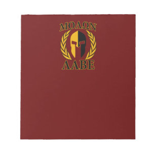 Bloc-note Molon Labe Spartan Mask Laurels Rouge Bourgogne