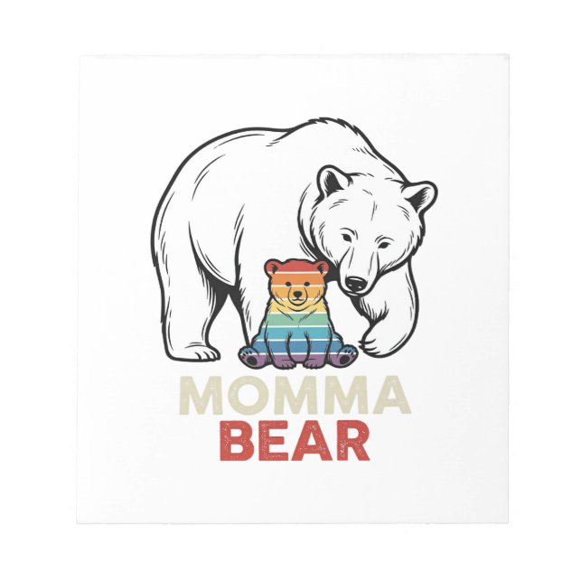 Bloc-note Momma Bear Arc-en-Ciel Design de T-Shirt avec Grav (Devant)