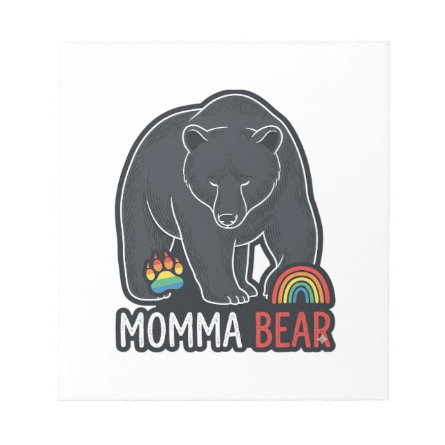 Bloc-note Momma Bear Arc-en-ciel Design de T-shirt avec Grav (Devant)