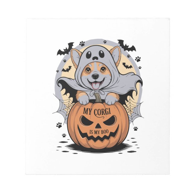 Bloc-note Mon Corgi est mon Boo Halloween (Devant)