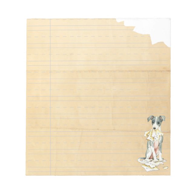 Bloc-note Mon Greyhound Italien A Mangé Mes devoirs (Devant)