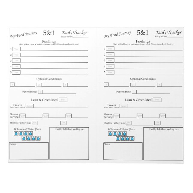 Bloc-note Mon suivi alimentaire 5 - 1 (Devant)