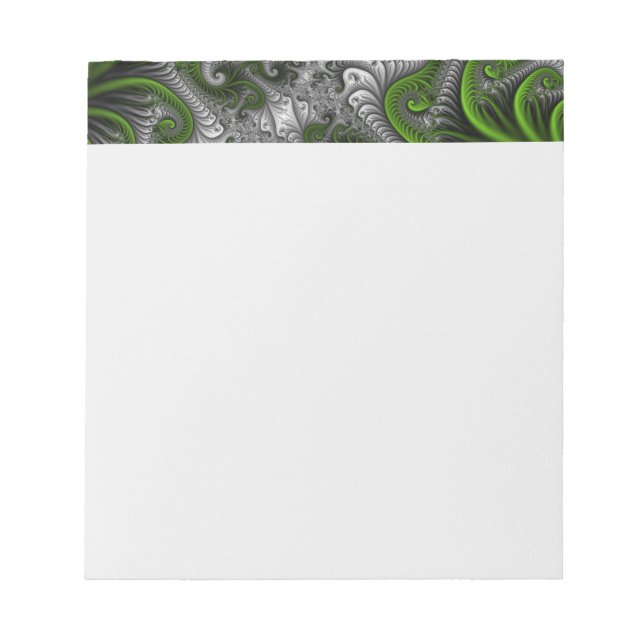 Bloc-note Monde Fantastique Art Fractal Abstrait Vert Et Gri (Devant)