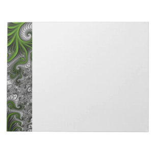 Bloc-note Monde Fantastique Art Fractal Abstrait Vert Et Gri