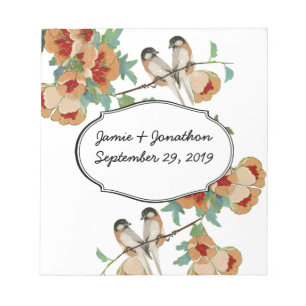 Bloc-note Monnaie Inséparable vintage de fleurs de cerisier