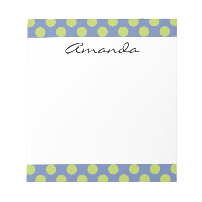Bloc-note Monogram Blue Green Cute Chic Polka Dot Motif (Devant)