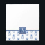 Bloc-note Monogram Blue White Watercolor Pineapple<br><div class="desc">Personalize this blue and white monogram pineapple notepad. A cool summer tropical theme. So pretty for your office!  Designed for you by Blackberry Boulevard</div>